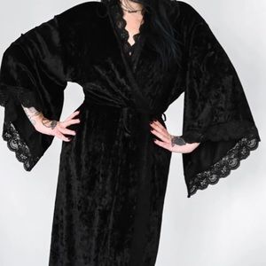 Black Velvet Foxblood Robe